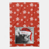 Kerstmiskat, pas met Naam aan Theedoek (Verticaal)