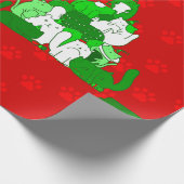 Kerstmiskattenboompje print cadeaupapier (Hoek)