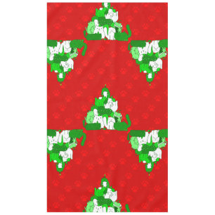 Kerstmiskattenboompje print tafelkleed