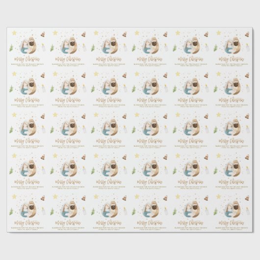 Kerstmiskerstinpakpapier, Heilige Familie Cadeaupapier (Vlak)