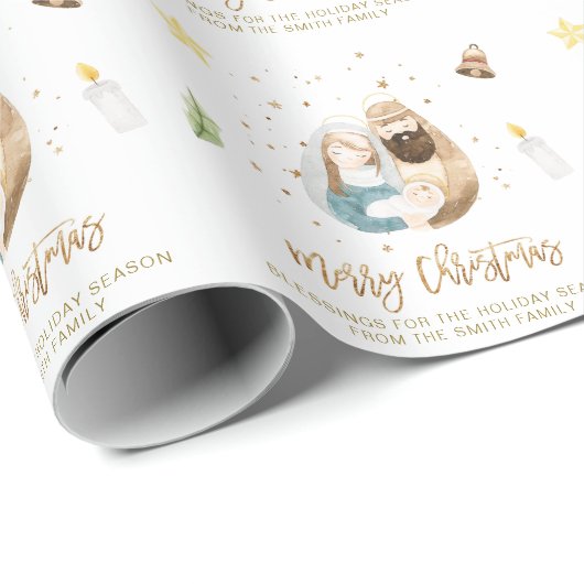 Kerstmiskerstinpakpapier, Heilige Familie Cadeaupapier (Rol Hoek)