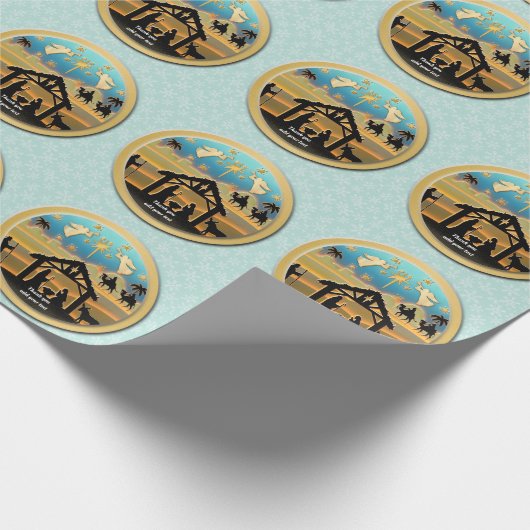 Kerstmiskerststal Baby Jesus in Manger Scene Cadeaupapier (Hoek)