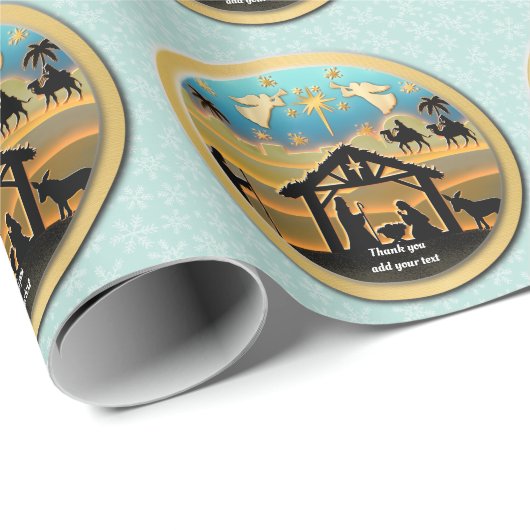 Kerstmiskerststal Baby Jesus in Manger Scene Cadeaupapier (Rol Hoek)