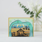 Kerstmiskerststal Baby Jesus in Manger Scene Feestdagenkaart (Staand voorkant)