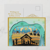 Kerstmiskerststal Baby Jesus in Manger Scene Feestdagenkaart (Voorkant / Achterkant)