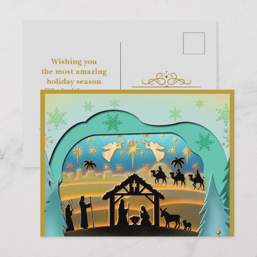 Kerstmiskerststal Baby Jesus in Manger Scene Feestdagenkaart (Voorkant / Achterkant)