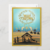 Kerstmiskerststal Baby Jesus in Manger Scene Feestdagenkaart (Voorkant / Achterkant)