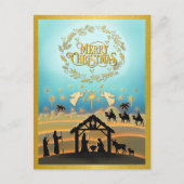 Kerstmiskerststal Baby Jesus in Manger Scene Feestdagenkaart (Voorkant)