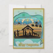 Kerstmiskerststal Baby Jesus in Manger Scene Feestdagenkaart (Voorkant)