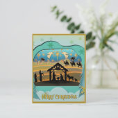 Kerstmiskerststal Baby Jesus in Manger Scene Feestdagenkaart (Staand voorkant)