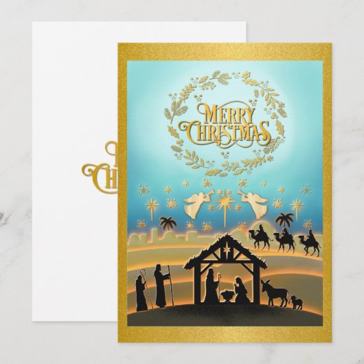 Kerstmiskerststal Baby Jesus in Manger Scene Feestdagenkaart (Voorkant / Achterkant)