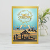 Kerstmiskerststal Baby Jesus in Manger Scene Feestdagenkaart (Staand voorkant)