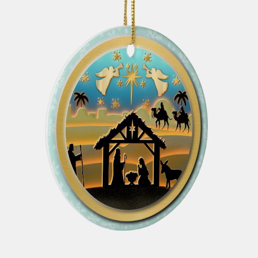 Kerstmiskerststal Baby Jesus in Manger Scene Keramisch Ornament (Rechts)