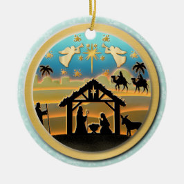 Kerstmiskerststal Baby Jesus in Manger Scene Keramisch Ornament