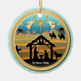 Kerstmiskerststal Baby Jesus in Manger Scene Keramisch Ornament