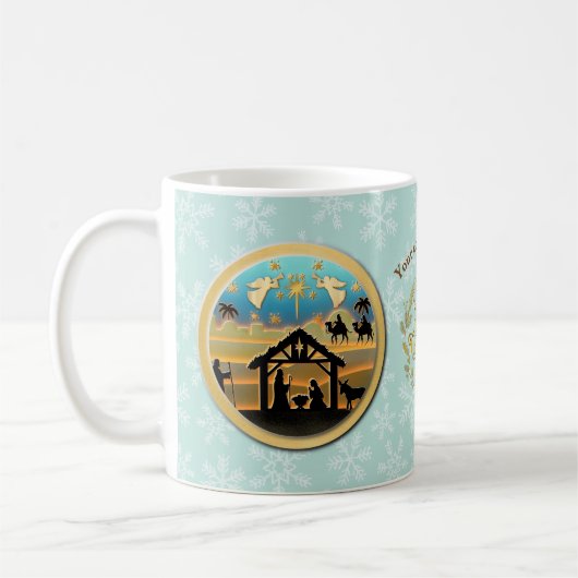 Kerstmiskerststal Baby Jesus in Manger Scene Koffiemok (Links)