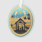 Kerstmiskerststal Baby Jesus in Manger Scene Ornament (voorkant)