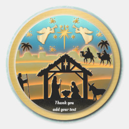 Kerstmiskerststal Baby Jesus in Manger Scene Ronde Sticker