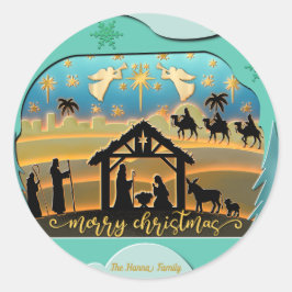Kerstmiskerststal Baby Jesus in Manger Scene Ronde Sticker