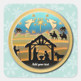 Kerstmiskerststal Baby Jesus in Manger Scene Vierkante Sticker