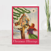 Kerstmiskerststal begroeting feestdagen kaart (Voorkant)