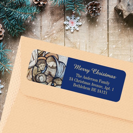 Kerstmiskerststal Christelijk Katholiek Blauw Mode Etiket