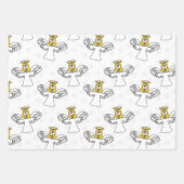 Kerstmiskerststal engelpatroon inpakpapier vel (Voorkant)