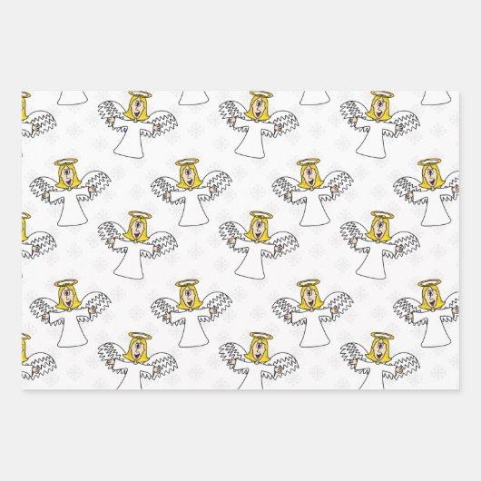 Kerstmiskerststal engelpatroon inpakpapier vel (Voorkant)