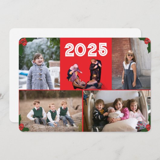 Kerstmiskerststal Familie Kaart (Voorkant / Achterkant)