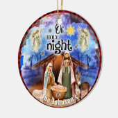 Kerstmiskerststal gepersonaliseerde familie keramisch ornament (Links)