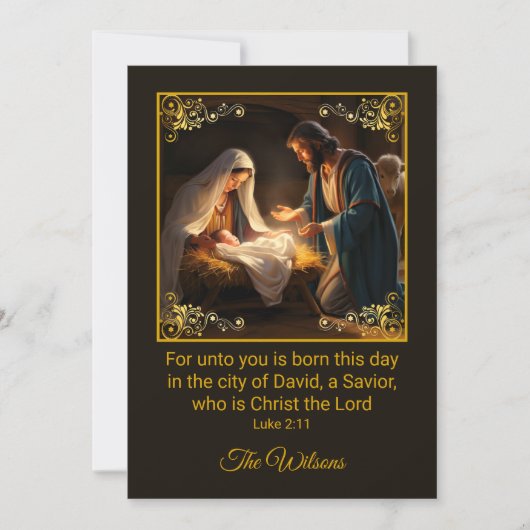 Kerstmiskerststal Heilige Familiekalender Feestdagenkaart (Voorkant)