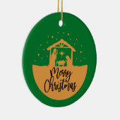 Kerstmiskerststal - kerstversiering keramisch ornament (Rechts)