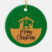 Kerstmiskerststal - kerstversiering keramisch ornament (Voorkant)