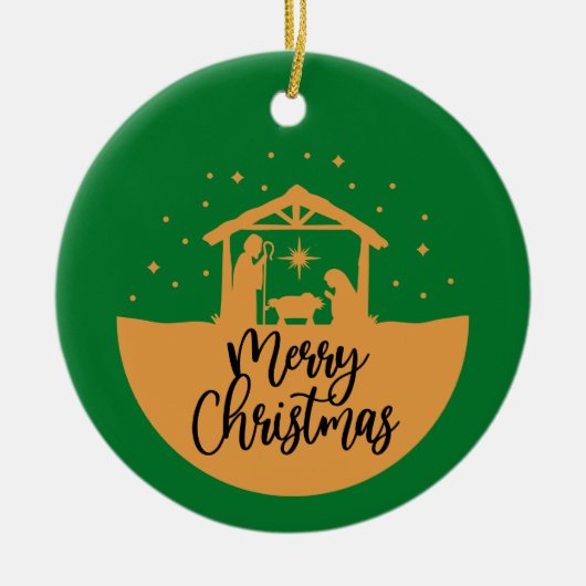 Kerstmiskerststal - kerstversiering keramisch ornament (Voorkant)