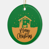 Kerstmiskerststal - kerstversiering keramisch ornament (Links)