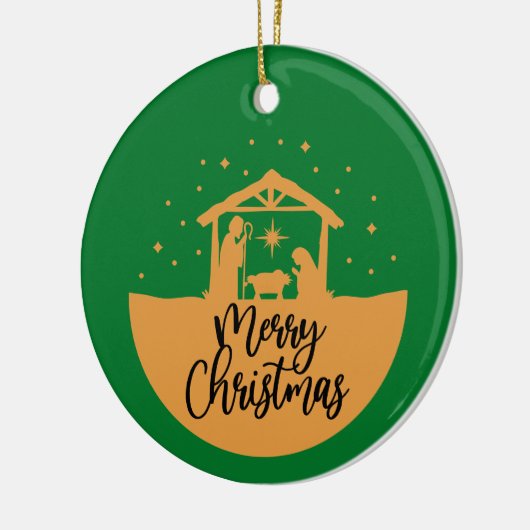 Kerstmiskerststal - kerstversiering keramisch ornament (Links)