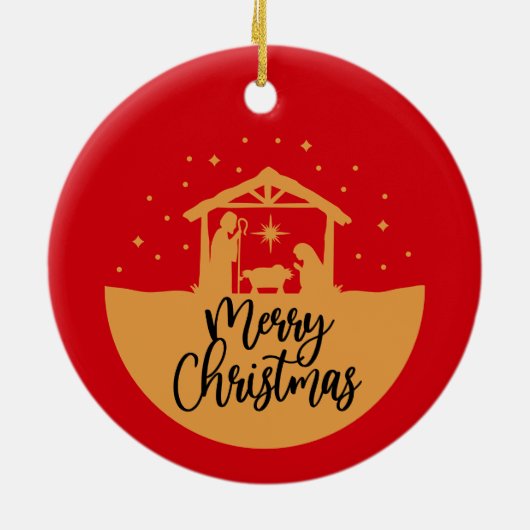 Kerstmiskerststal - kerstversiering keramisch ornament (Achterkant)