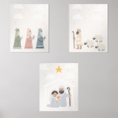 Kerstmiskerststal kinder kamer poster muurkunst sets (Voorkant)