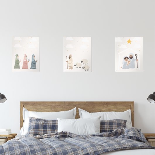 Kerstmiskerststal kinder kamer poster muurkunst sets (Slaapkamer)