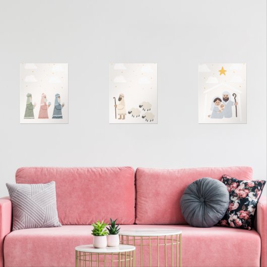 Kerstmiskerststal kinder kamer poster muurkunst sets (Woonkamer)