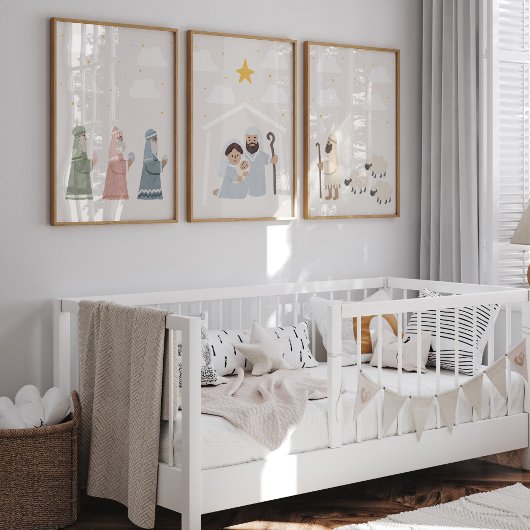 Kerstmiskerststal kinder kamer poster muurkunst sets