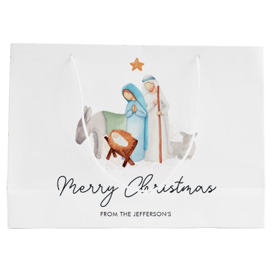 Kerstmiskerststal Manager Gift Bag Groot Cadeauzakje (Achterkant)