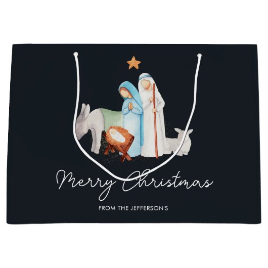 Kerstmiskerststal Manager Gift Bag Groot Cadeauzakje (Voorkant)