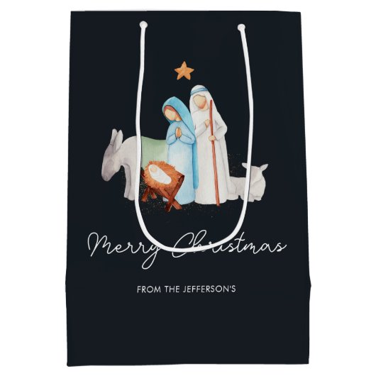 Kerstmiskerststal Manager Gift Bag Medium Cadeauzakje (Achterkant)