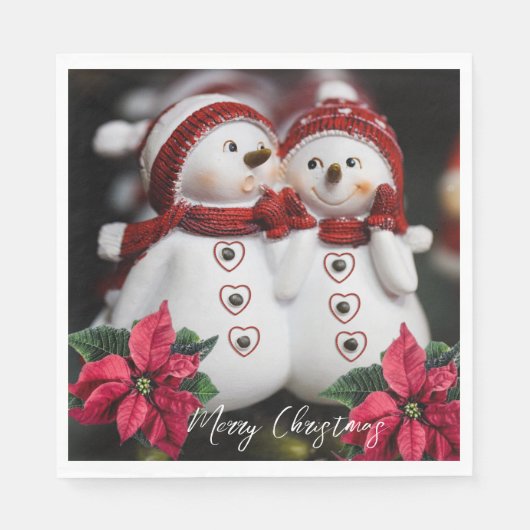 Kerstmiskervingdoekjes, Sneeuwmannendoekjes Servet (Voorkant)