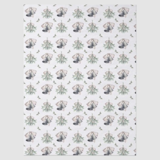 Kerstmismaretak en zilveren klokken tissuepapier (Voorkant)