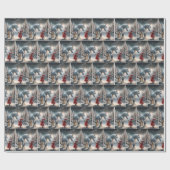 Kerstmismeisje met Dapple Grijs Paard Cadeaupapier (Vlak)