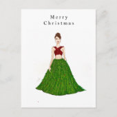 Kerstmismeisje, mode schets, briefkaart (Voorkant)