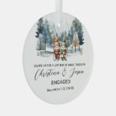 Kerstmisminimalistisch Forest Snow Couple Verlovin Glas Ornament (Voorkant Rechts)