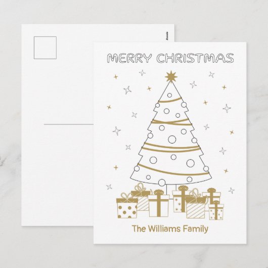 Kerstmisnaam Leuk Kleurend Uniek Douane Feestdagenkaart (Voorkant / Achterkant)